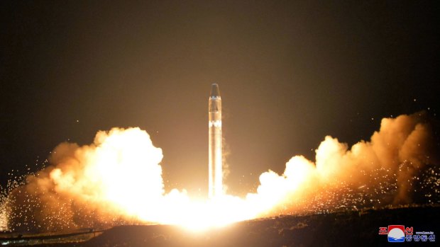 North Korea tests its Hwasong-15, a missile that could reach most corners of the world, on November 29.