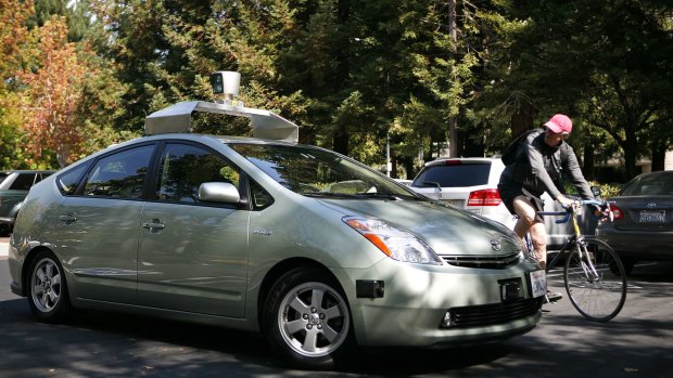 A self-driving car developed and outfitted by Google