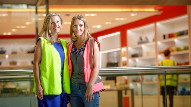 Canberra Centre senior marketing manager Kelly McGufficke and Le Creuset's Myriam Szudrich inside the new lifestyle precinct at Canberra Centre.