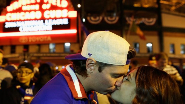 Finally: Chicago Cubs fans celebrate the historic return to the World Series.
