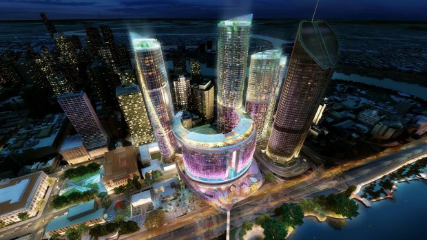 An artist impression of the Queens Wharf development in Brisbane.