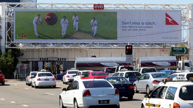 A similarly sized illuminated billboard near Sydney airport.