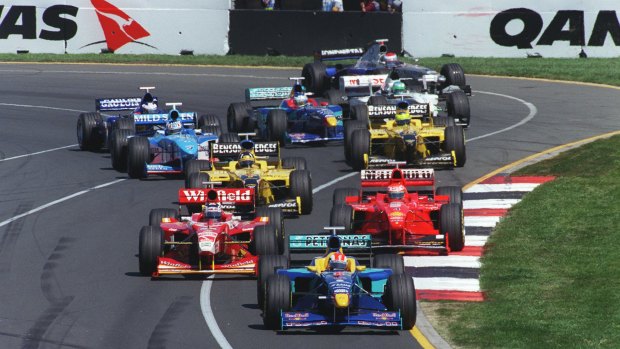 Action from the 1998 Australian Grand Prix, Melbourne. 