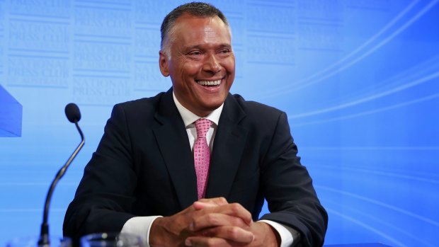 Journalist Stan Grant addresses the National Press Club of Australia in Canberra on February 22.