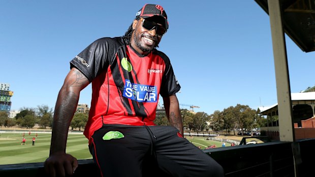 Melbourne Renegades signing Chris Gayle at Junction Oval.