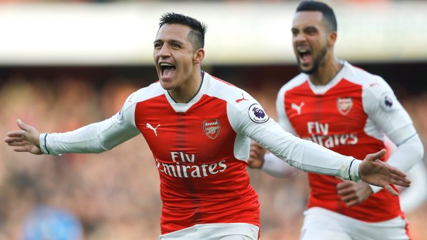 Within touching distance: Alexis Sanchez's double gave Arsenal a much-needed three points.