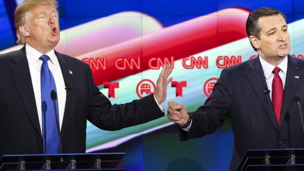 Senator Ted Cruz (right), also provided challenging moments to Donald Trump (left) during the debate held at University of Houston, Texas on Thursday.