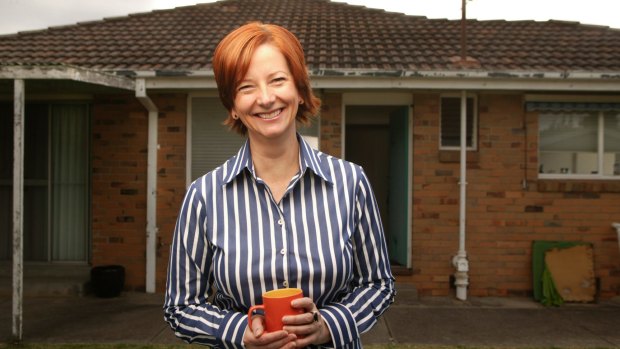 Julia Gillard outside her Altona home.