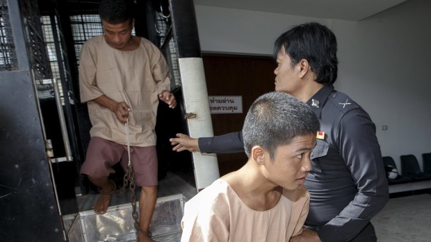 Accused of murdering British tourists, Myanmar men Zaw Lin (right) and Win Zaw Htun withdrew their confession, saying it was extracted with torture. 