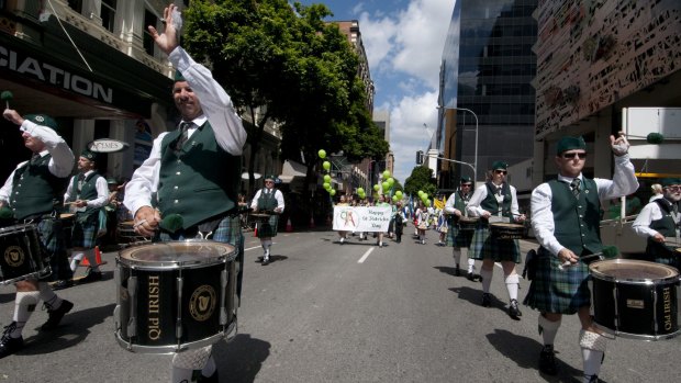 Drummers in the St Patrick's Day Parade.