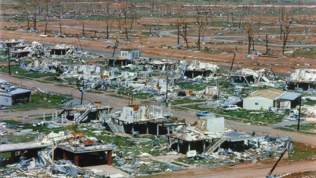 Cyclone Tracy, December 1974. Aerial shot of the devastation.