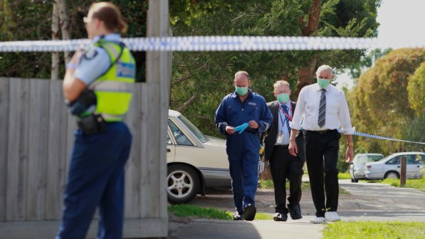 Forensic officers at the scene in St Albans where Ms Portelli's body was found.