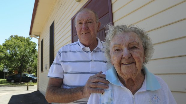 Causeway resident 89-year-old Audrey Griffiths who has lived her whole life in the tiny suburb, pictured with her son, Robert. 