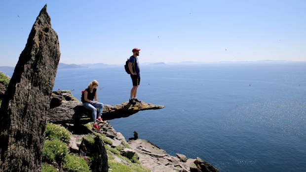 Enjoying the view from Skellig Michael.