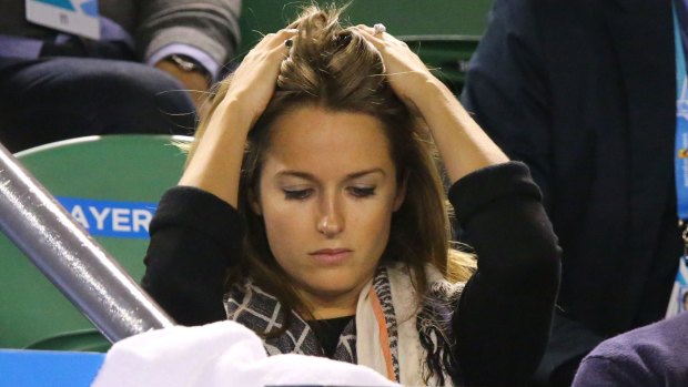 Abuse-free zone: Andy Murray's fiancee Kim Sears in a subdued mood after his defeat.