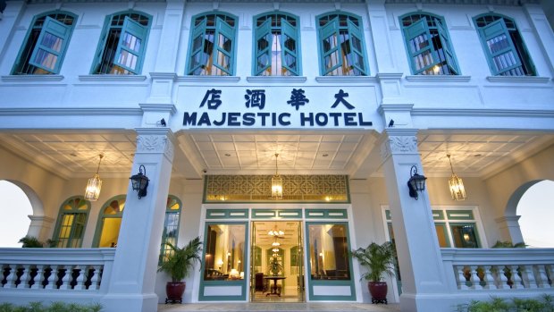 The entrance to the Majestic Hotel, Malacca, Malaysia.

