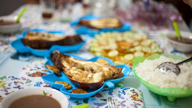 Home cooking: Lobster served at a Casa Particulares in Cuba.
