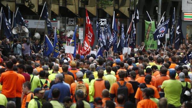 Thousands of people joined the CFMEU protest.