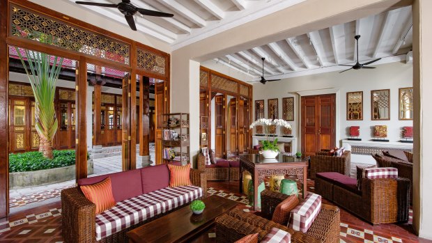 One of the colonial-era style lounge areas at Seven Terraces, Penang.
