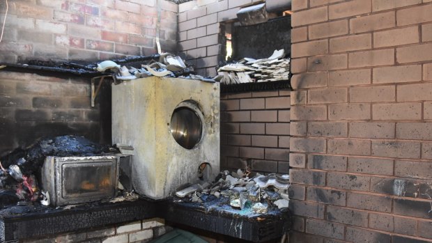 Damage from a dryer fire in Lower Templestowe, caused by a pillow being placed in the machine. 