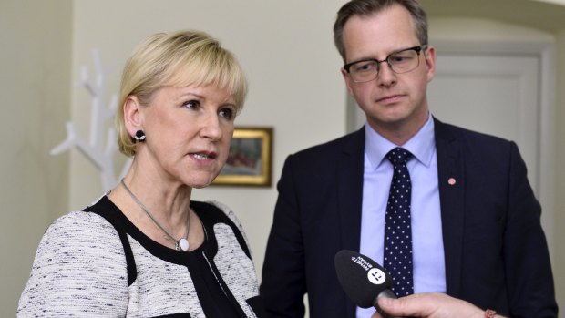Margot Wallstrom and Enterprise Minister Mikael Damberg met Swedish business representatives after Saudi Arabia refused to issue business visas to Swedes in a diplomatic row over criticism of Riyadh's human rights record.