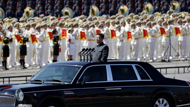 Chinese President Xi Jinping reviews the army during a military parade in China.