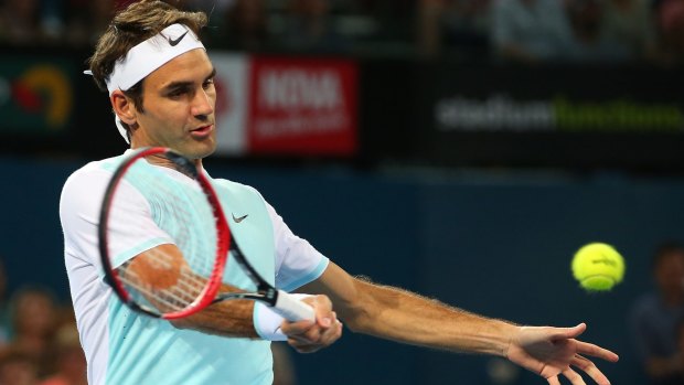 Roger Federer plays a forehand in his quarter-final against Grigor Dimitrov.