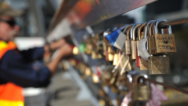 Love locks are being removed from the Southbank foot bridge. 