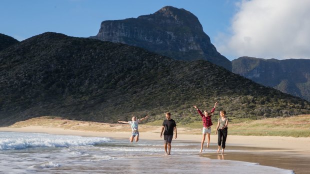 Pixie, Luke, Elsie and Dani on Blinky Beach. 