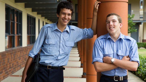 Matthew Joyce (left) and Jacob Harris are not boarders but do stay after the last bell at The King's School in Parramatta.  