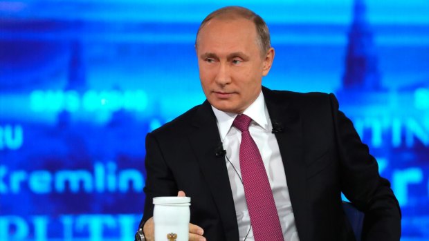 Russian President Vladimir Putin during his annual televised call-in show in Moscow on Thursday.