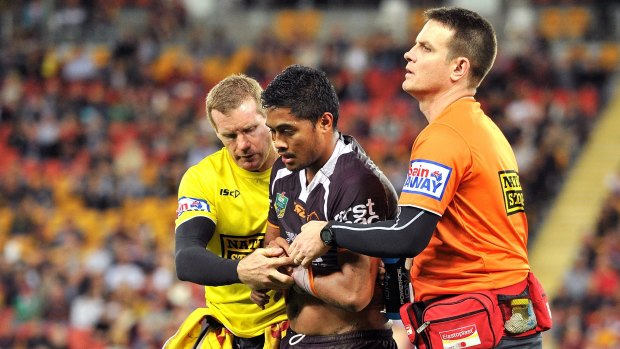 Big loss: Anthony Milford leaves the field.