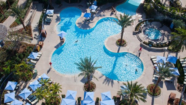 One of the pools to cool off in at the Disneyland Hotel.