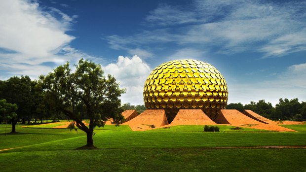 Golden Temple in Auroville, Tamil Nadu, India. Photo: Shutterstock