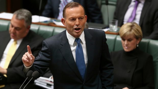 Prime Minister Tony Abbott during Question Time at Parliament House in Canberra.