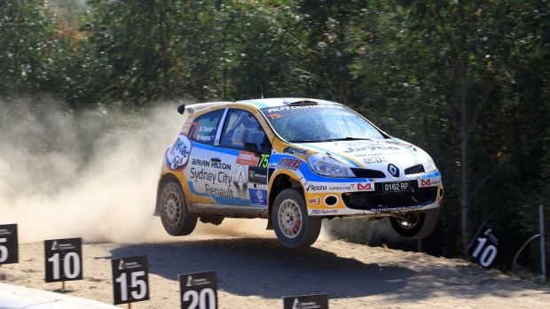 Air time: Australian Rally Championship driver Molly Taylor competing in the 2015 Rally Australia event at Coffs Harbour.