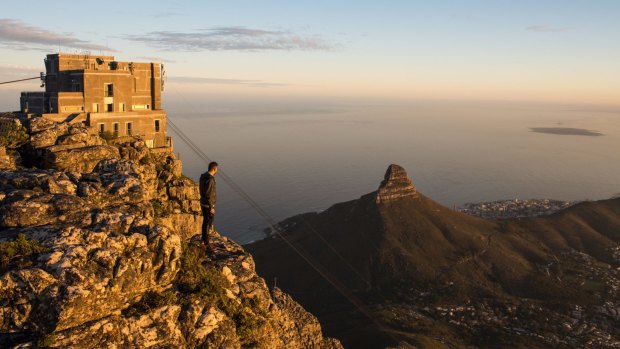 Looking out over Cape Town and Lion's Head from Table Mountain.
