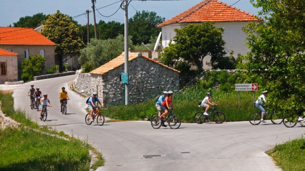 Cycling through Croatia's Konavle Valley.