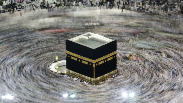 Muslim pilgrims circumambulate the Kaaba, the cubic building at the Grand Mosque, during  the Hajj pilgrimage in the Muslim holy city of Mecca, Saudi Arabia.