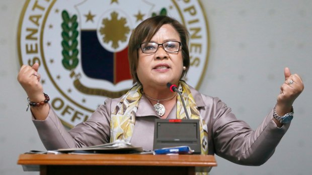 "This is the kind of vindictive politics that we only expect from this regime": opposition senator Leila De Lima.