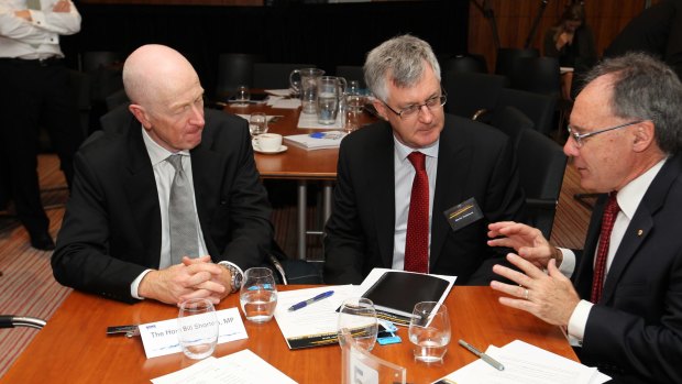 Reserve Bank of Australia governor Glenn Stevens, former Treasury secretary Martin Parkinson and Productivity Commission chairman Peter Harris at the National Reform Summit.