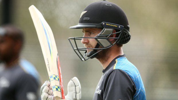 Kane Williamson waits for his chance to have a bat in the nets at Adelaide Oval on Wednesday.
