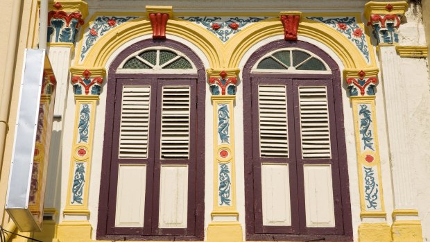 Baba-Nyonya style building facade in Malacca.