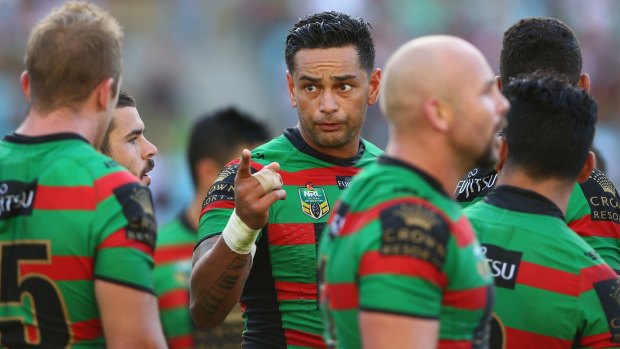 Injury problems: Souths forward John Sutton suffered a suspected broken jaw in the win over the Roosters.