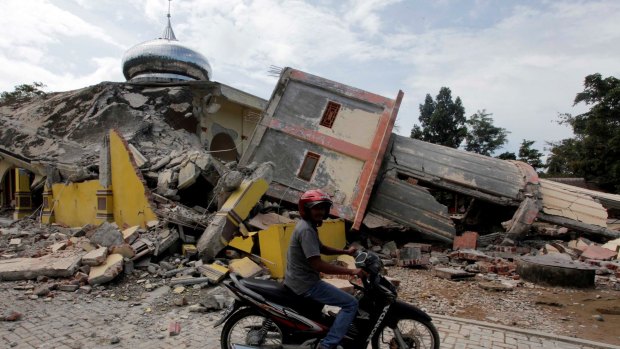 An Islamic centre that collapsed in the Aceh earthquake.