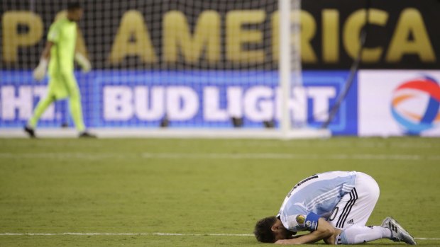 Oh, the anguish: Lionel Messi reacts after Argentina lost on penalties.