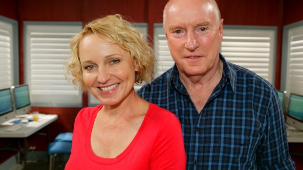 Joy Smithers as Bridget and Ray Meagher as Alf Stewart in the TV series <i>Home And Away</i>.