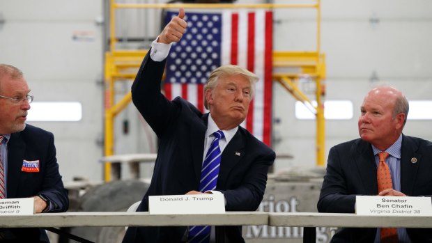 Donald Trump speaks during a coal mining roundtable in Virginia.