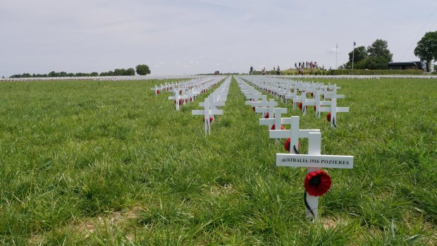 7000 white crosses mark the dead of Pozieres.