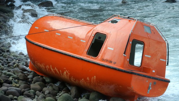 A orange life boat in which Australian Customs returned asylum seekers to Indonesia